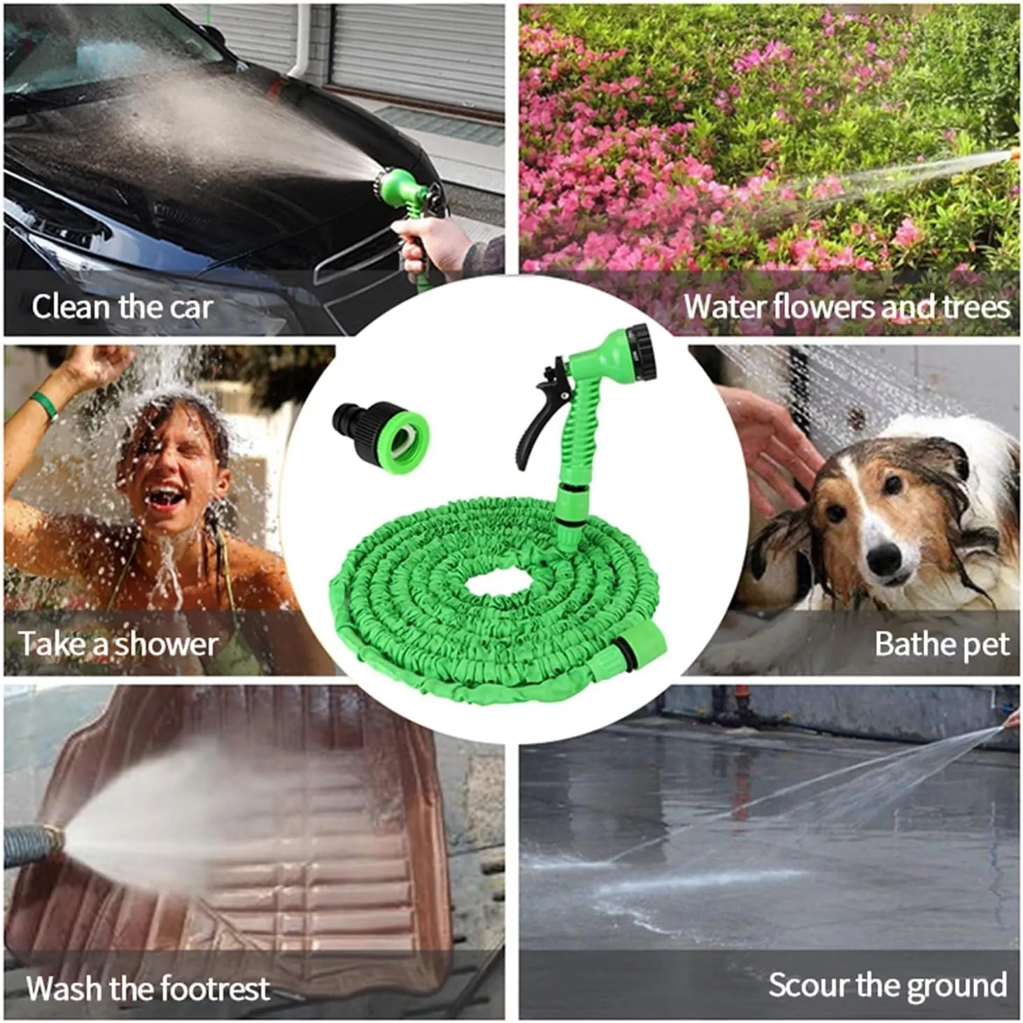 60M Expandable And Contractible Garden Hose -Green