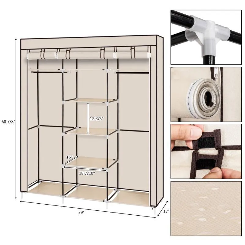 69" Portable Clothes Closet Non-Woven Fabric