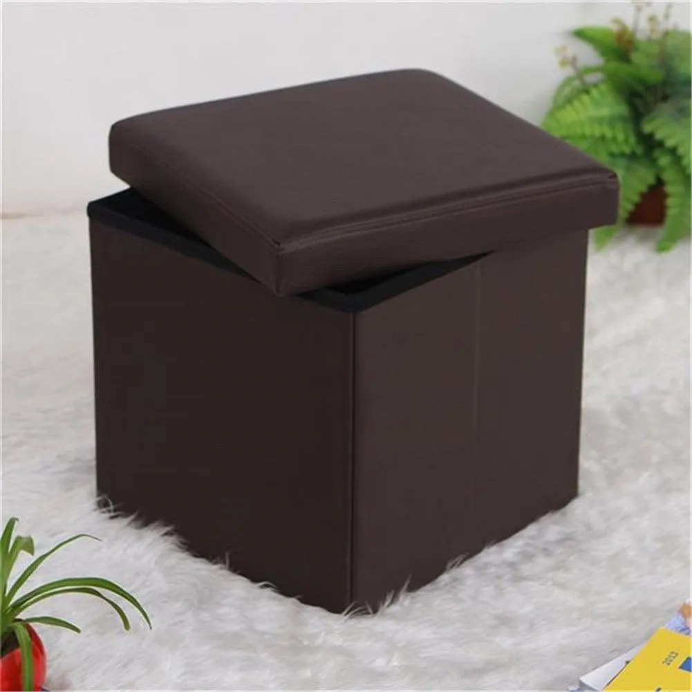 ALICIAN 38*38*38cm Footstool Storage Cube Footrest Seat Brown