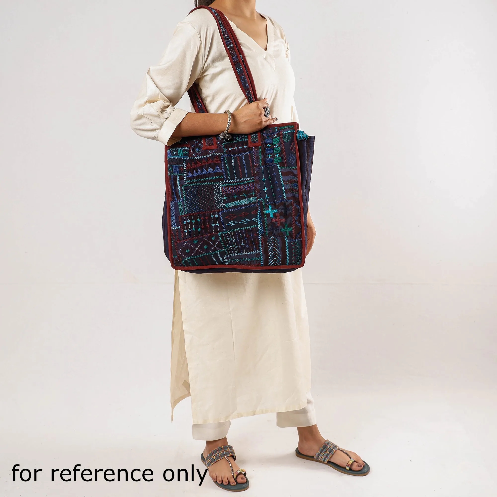 Blue - Lambani Hand Embroidery Patchwork Cotton Shoulder Bag