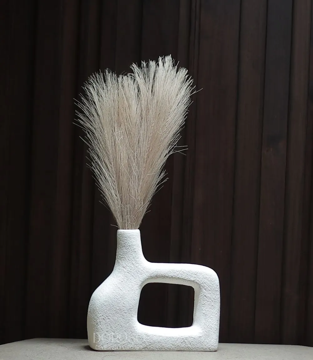 BOHO CHIC CERAMIC VASE ROUGH FINISH - OFF WHITE
