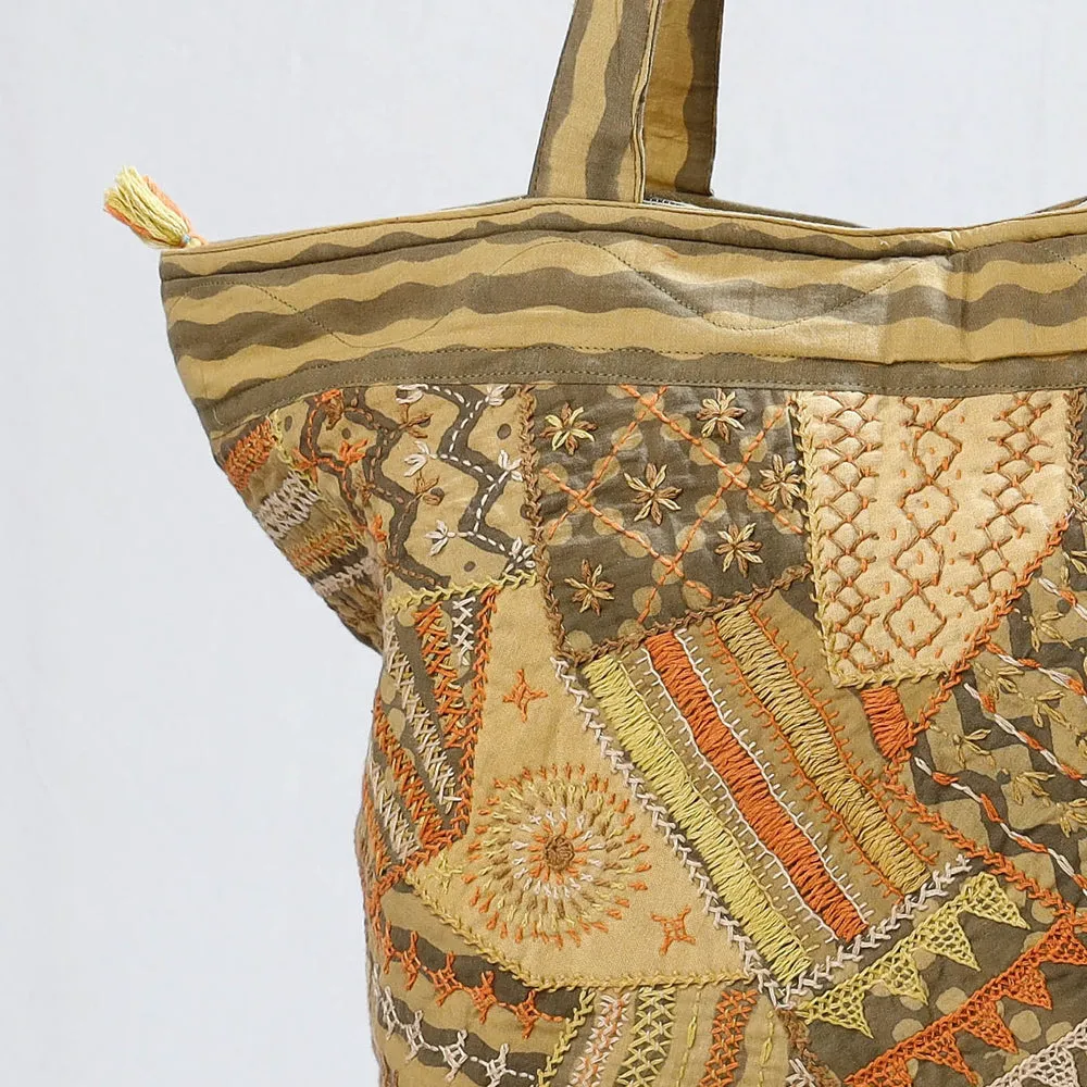 Brown - Lambani Hand Embroidery Patchwork Cotton Shoulder Bag