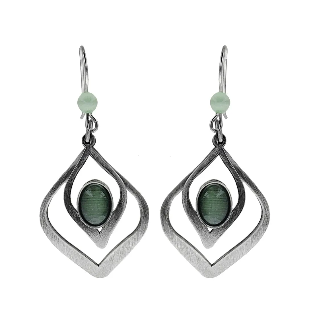 Christophe Poly Green Double Lotus Petal Earrings