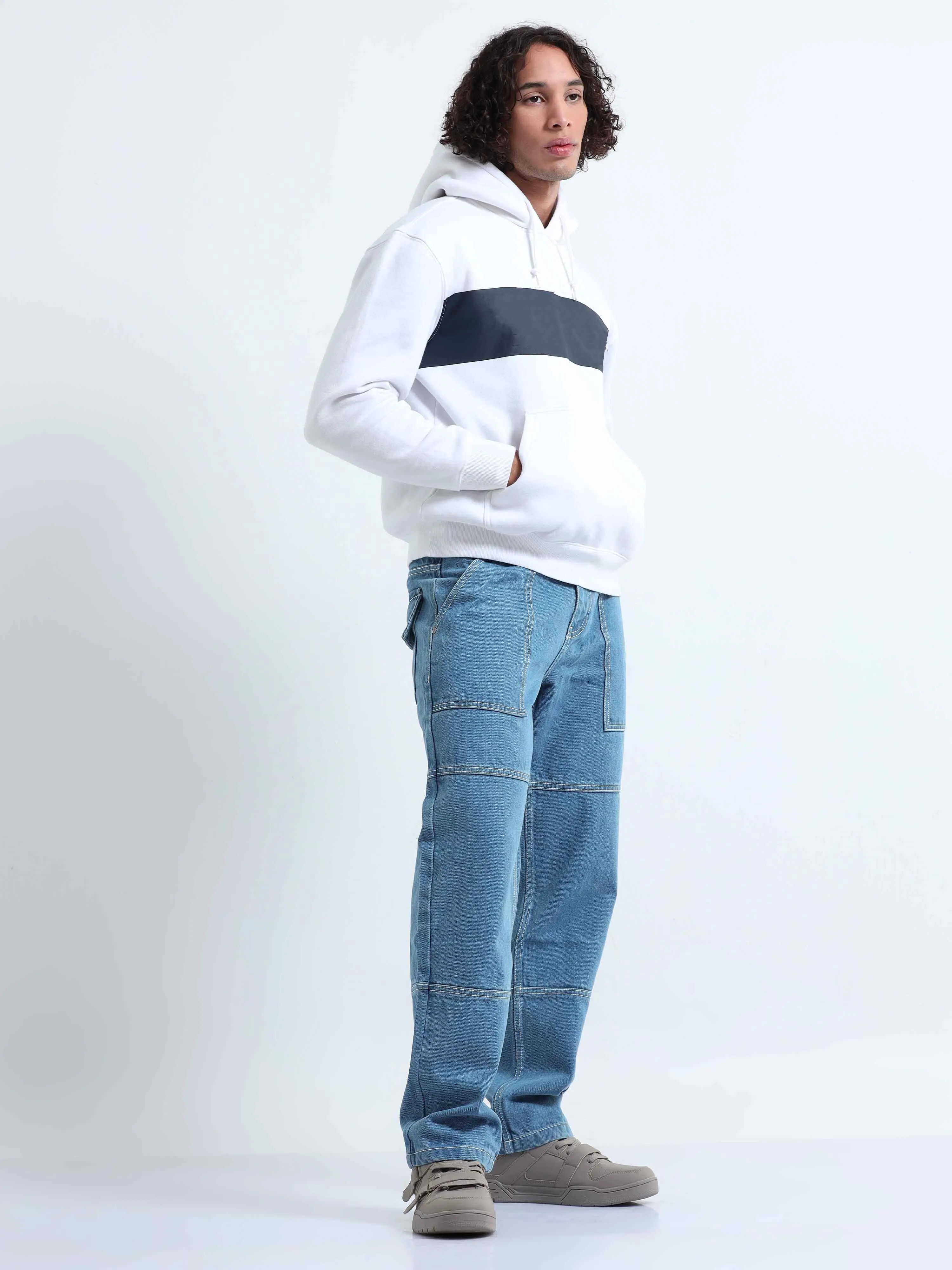 Contrast Relaxed Mid Blue Denim
