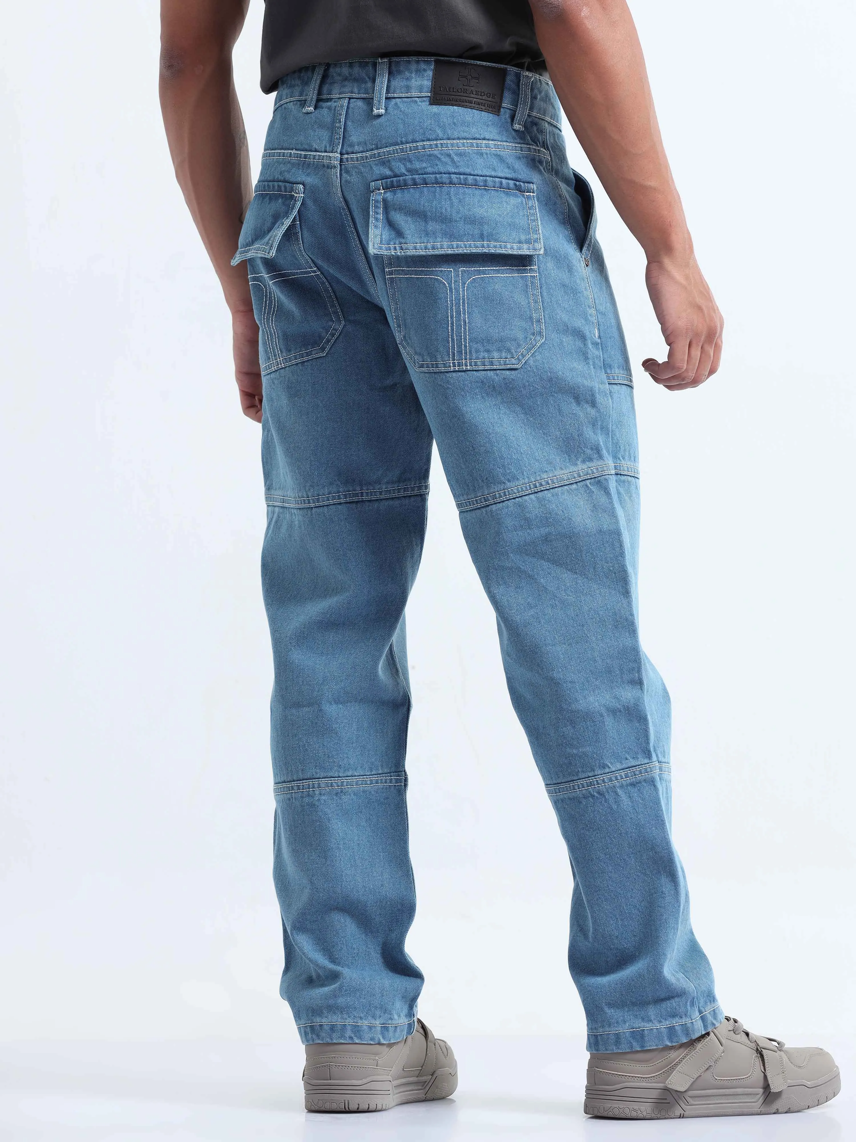 Contrast Relaxed Mid Blue Denim
