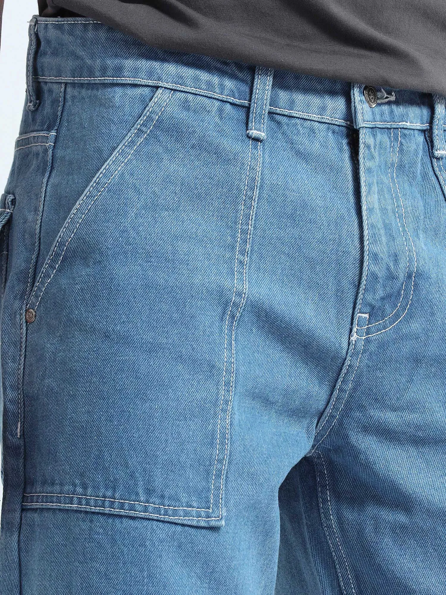 Contrast Relaxed Mid Blue Denim