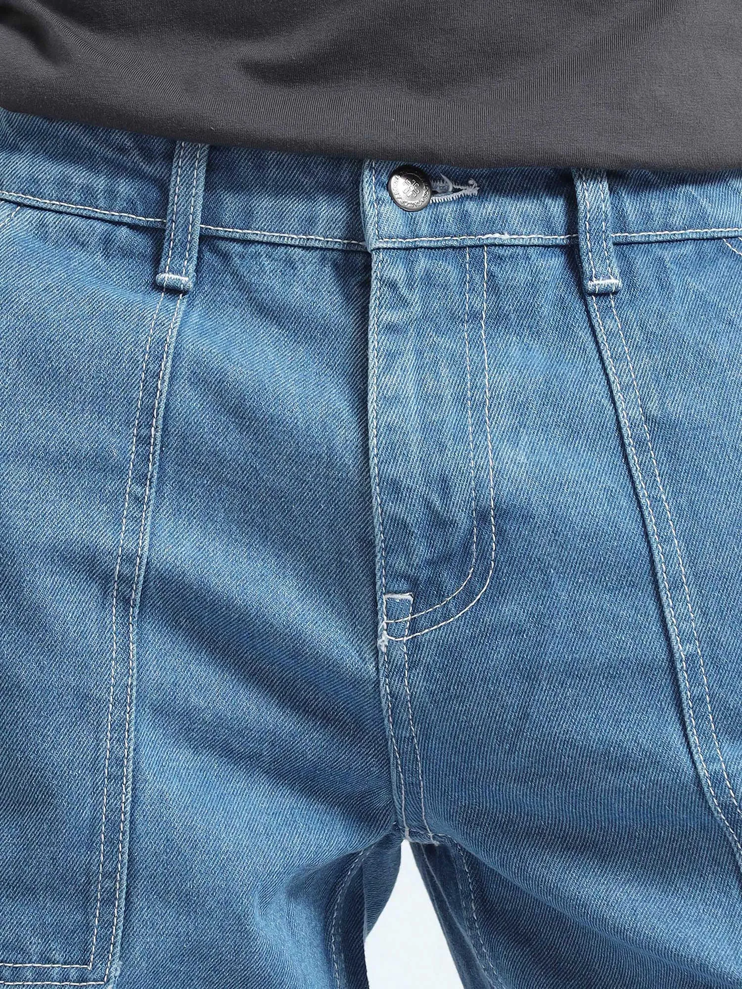 Contrast Relaxed Mid Blue Denim