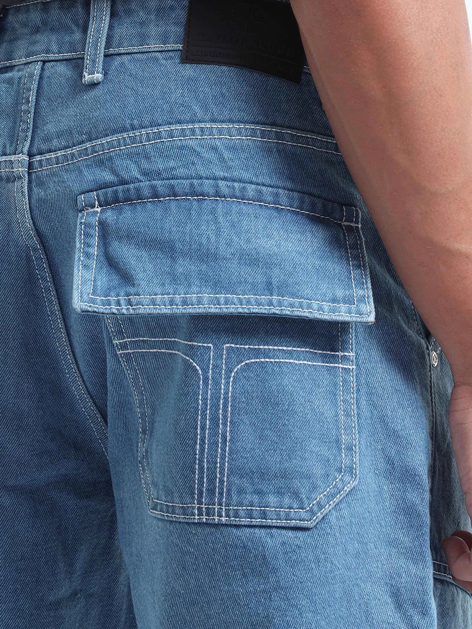 Contrast Relaxed Mid Blue Denim