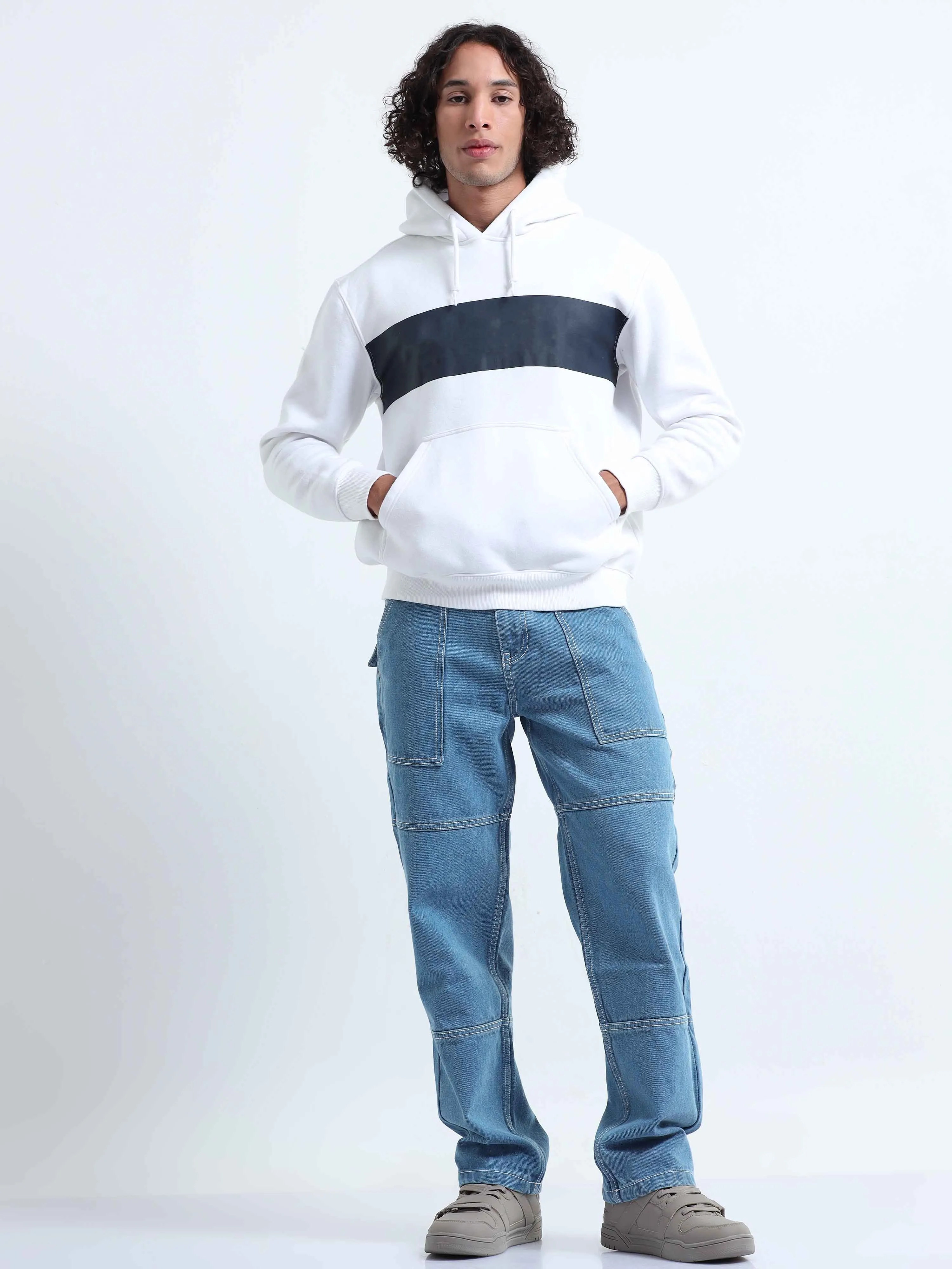 Contrast Relaxed Mid Blue Denim