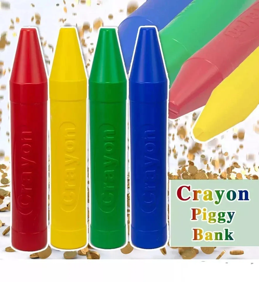 Crayon Bank 20'' Kids Money Saving Shape Plastic Piggy Assorted (3 Pack)