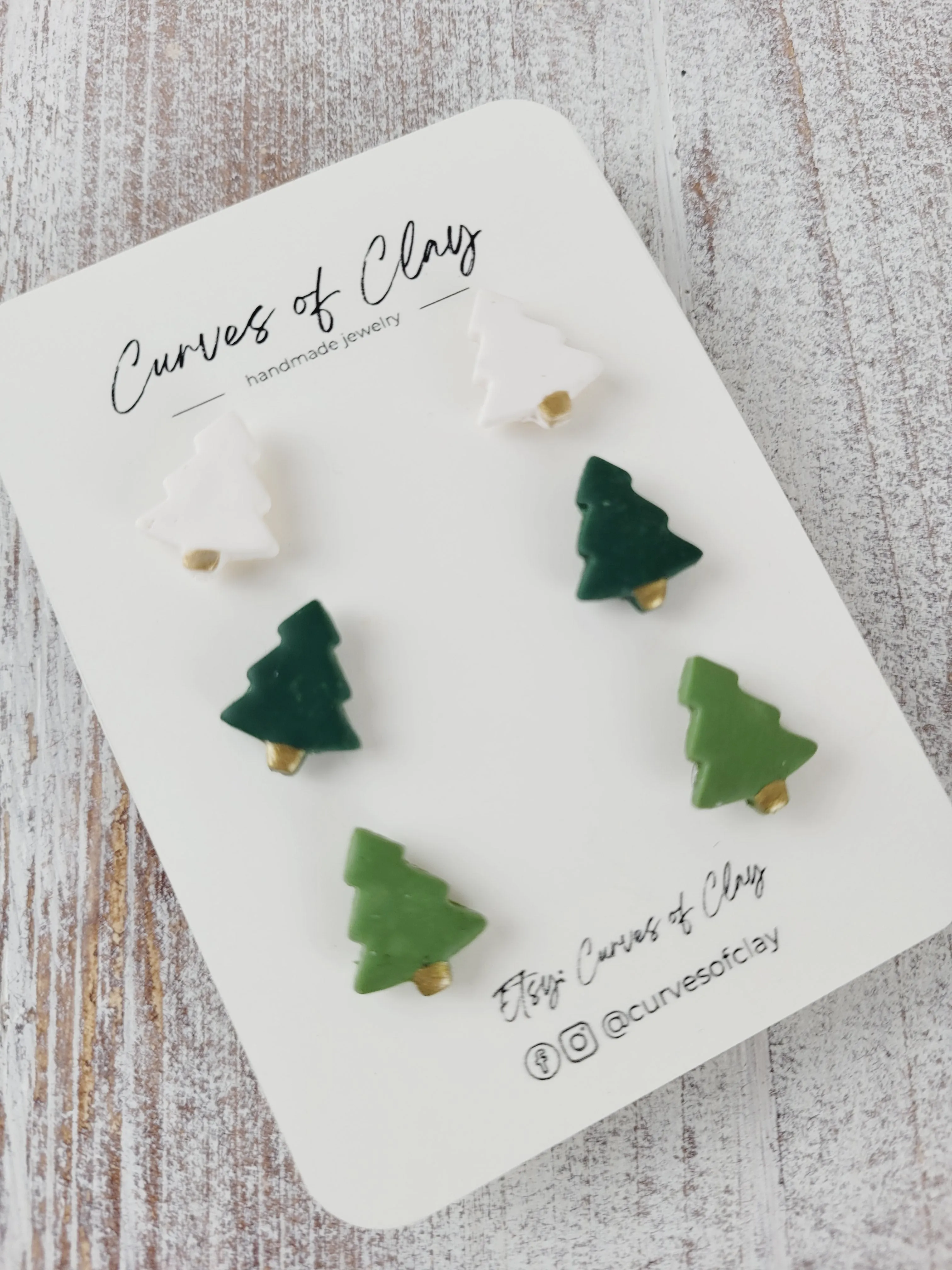 Curves of Clay, Holiday Stud Earrings 3 Pack