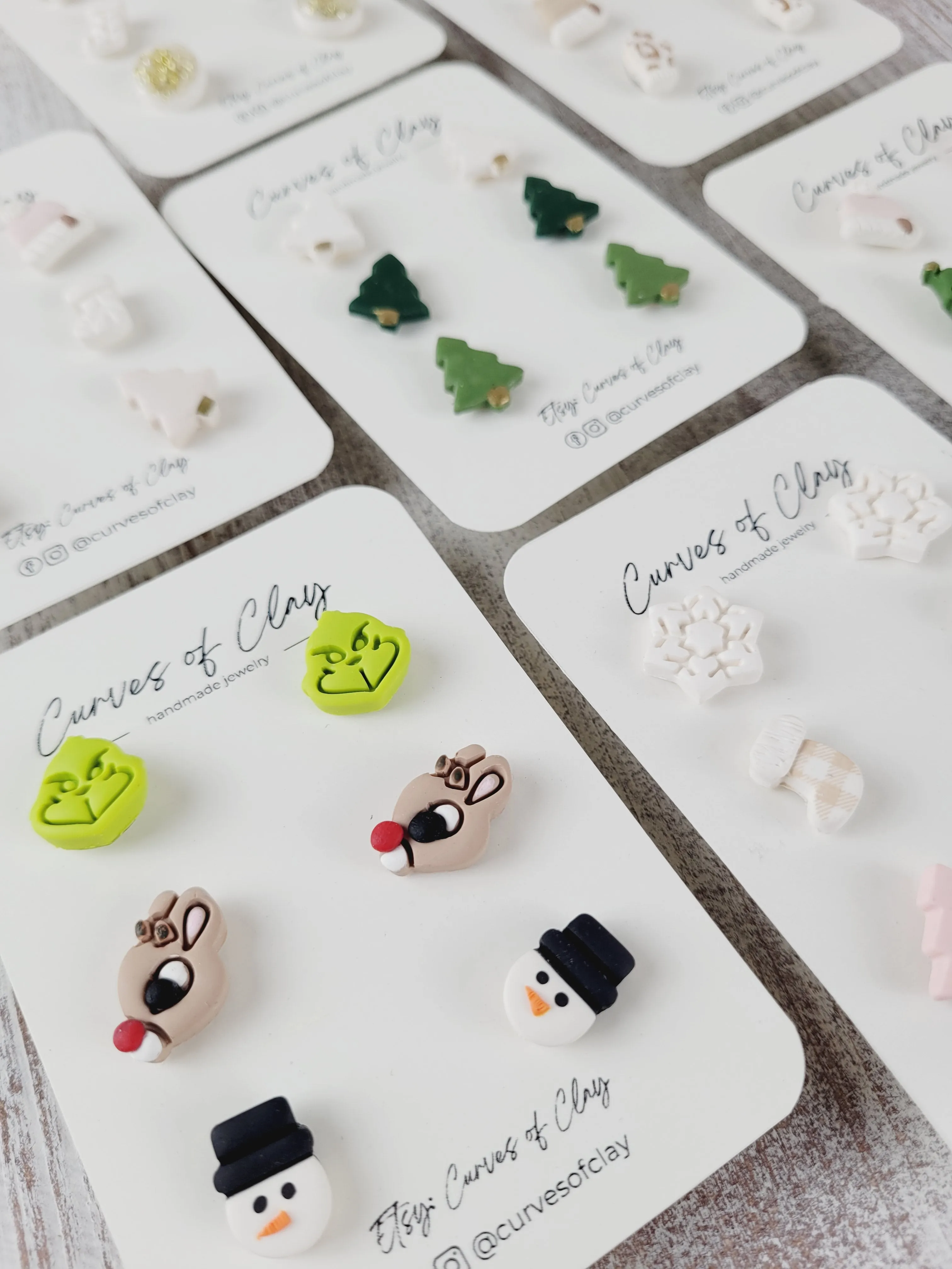 Curves of Clay, Holiday Stud Earrings 3 Pack