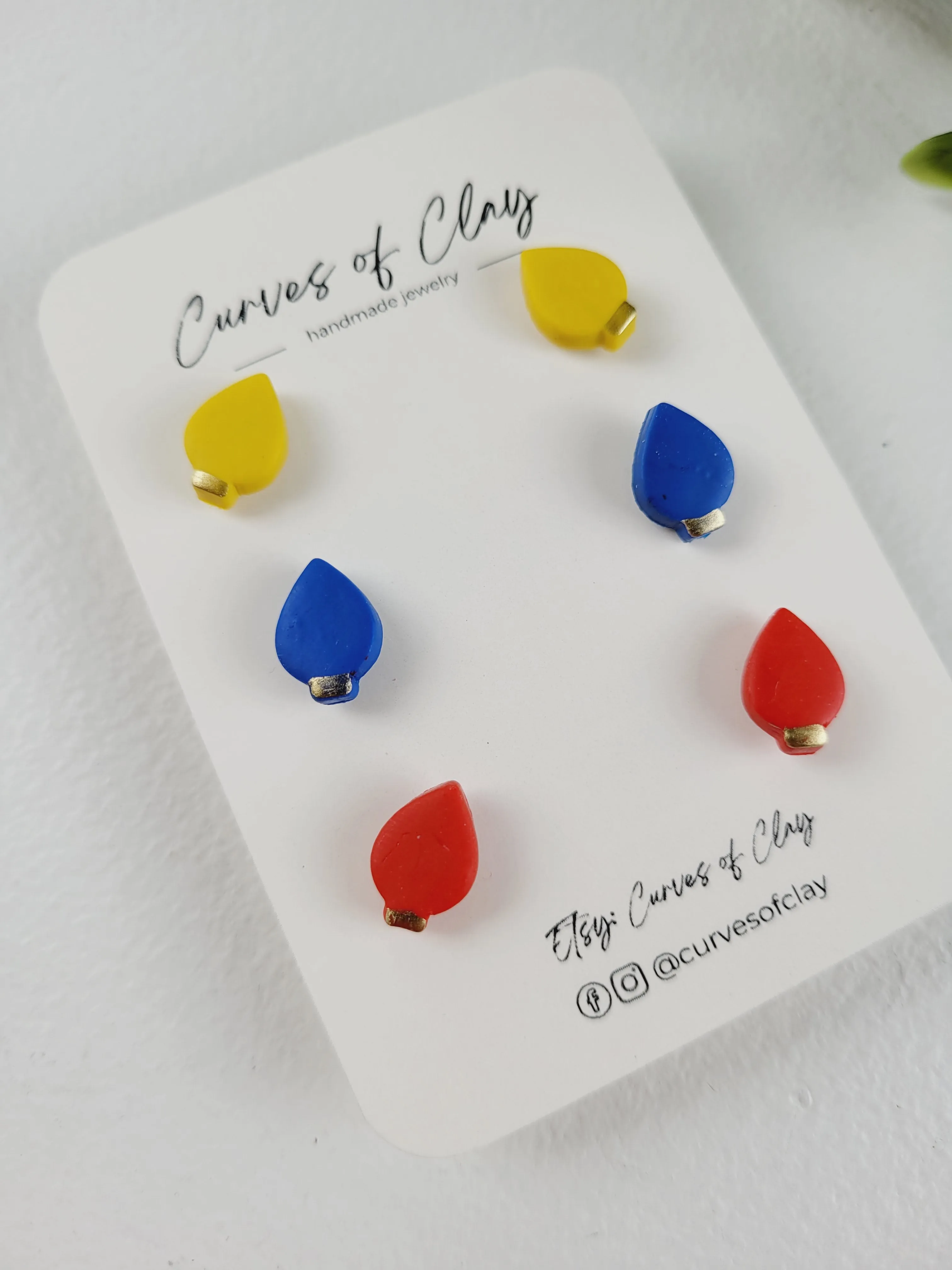 Curves of Clay, Holiday Stud Earrings 3 Pack