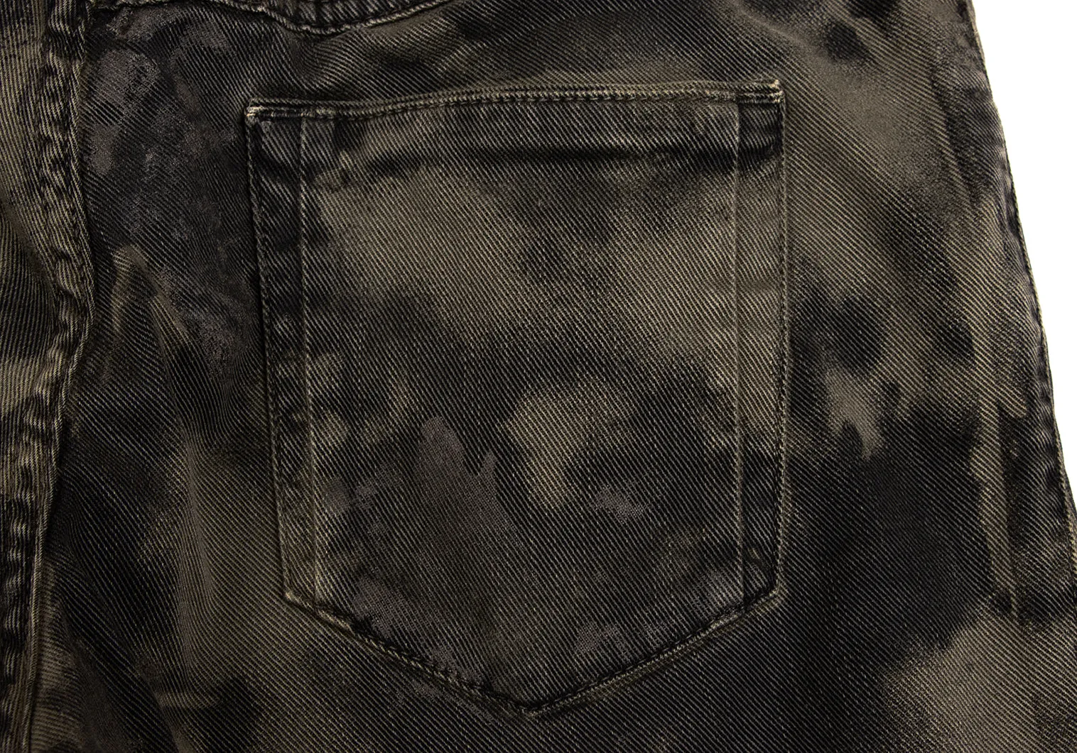 DIESEL BLACK GOLD Italy. Khaki-Green Painted Design Burnout Jeans