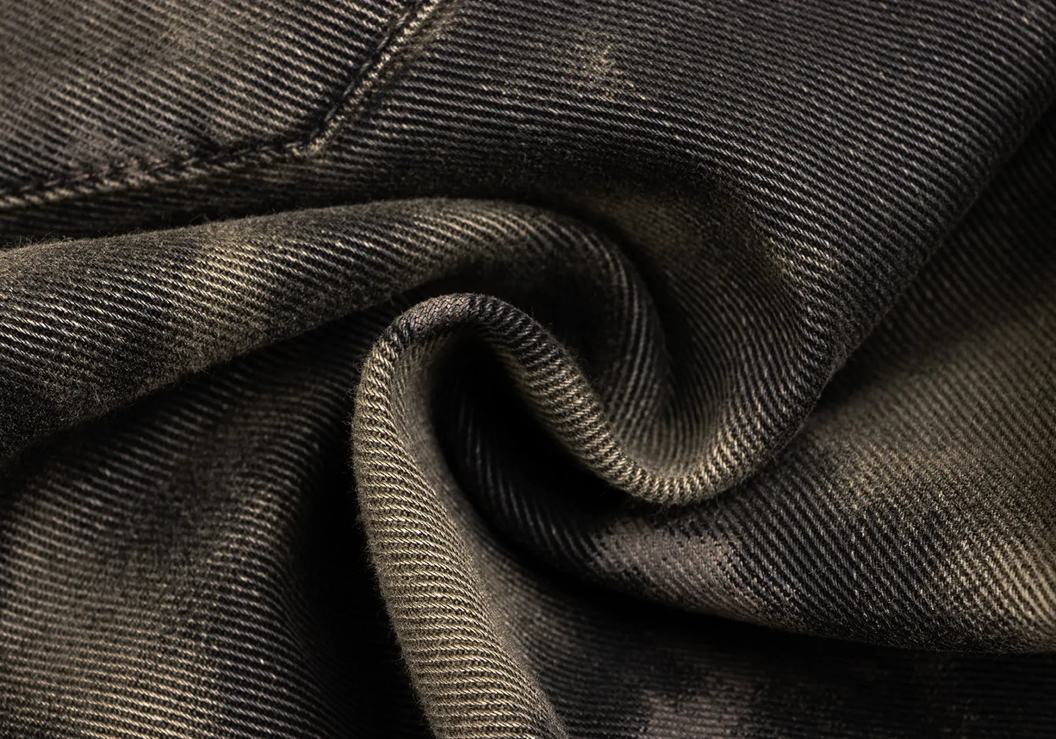 DIESEL BLACK GOLD Italy. Khaki-Green Painted Design Burnout Jeans
