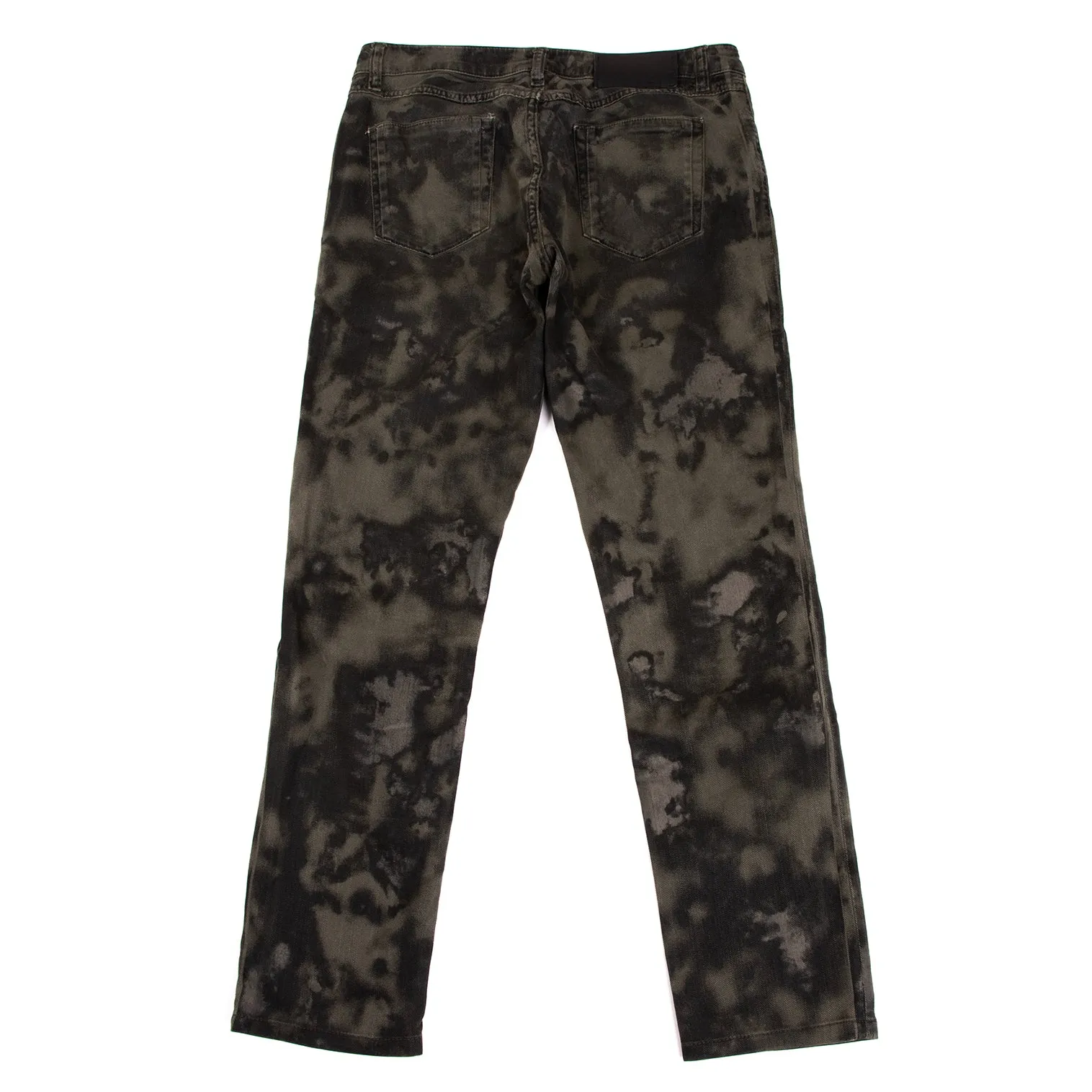 DIESEL BLACK GOLD Italy. Khaki-Green Painted Design Burnout Jeans