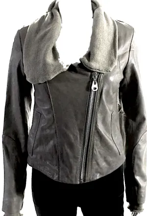 Doma Italy. Olive Green Leather Collared Long Sleeved Motorcycle Jacket