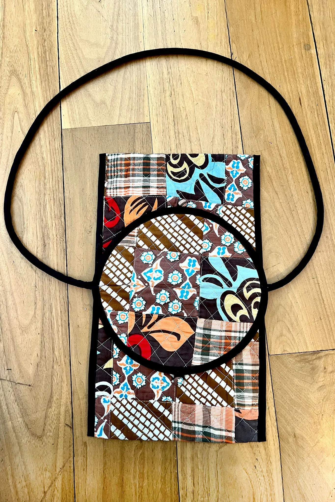 Double Flap Quilted Bag in Brown Patchwork