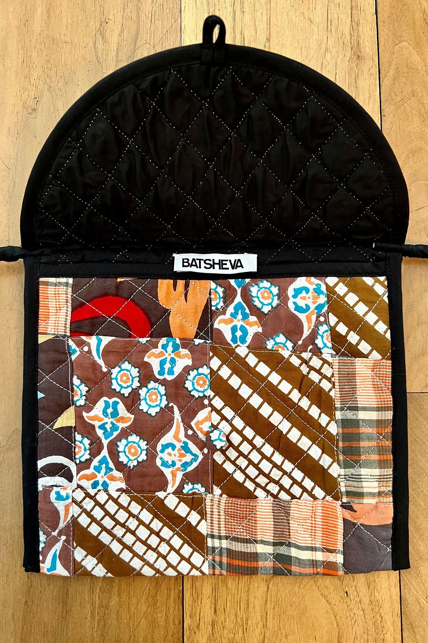 Double Flap Quilted Bag in Brown Patchwork