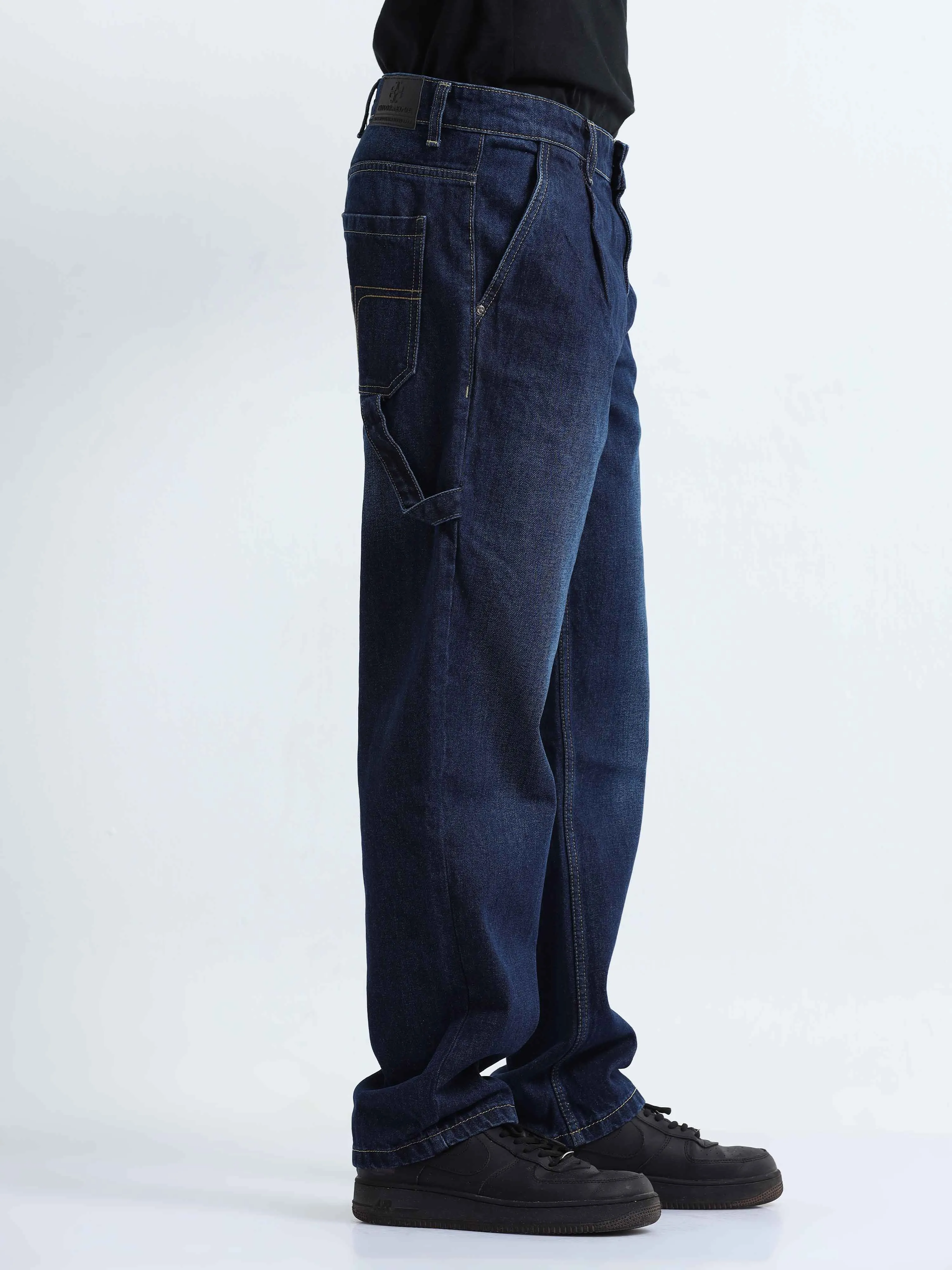 Duca Relaxed Dark Blue Pleated Denim