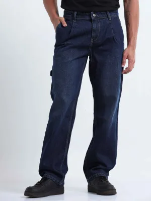 Duca Relaxed Dark Blue Pleated Denim
