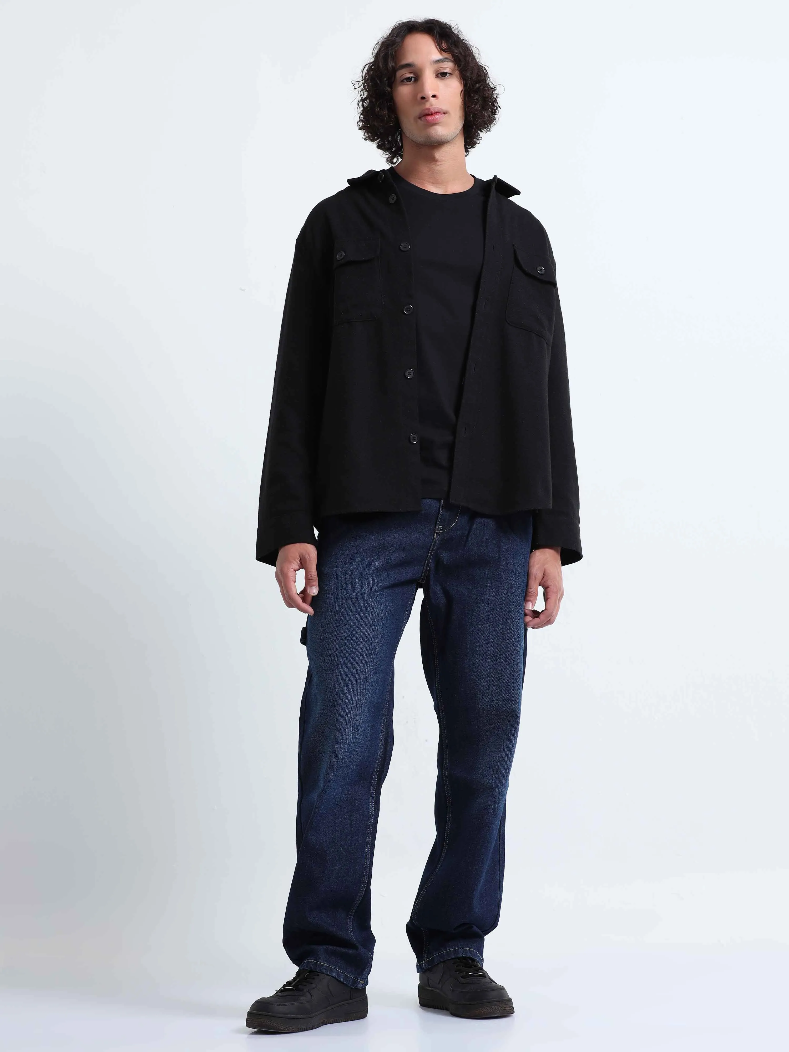 Duca Relaxed Dark Blue Pleated Denim
