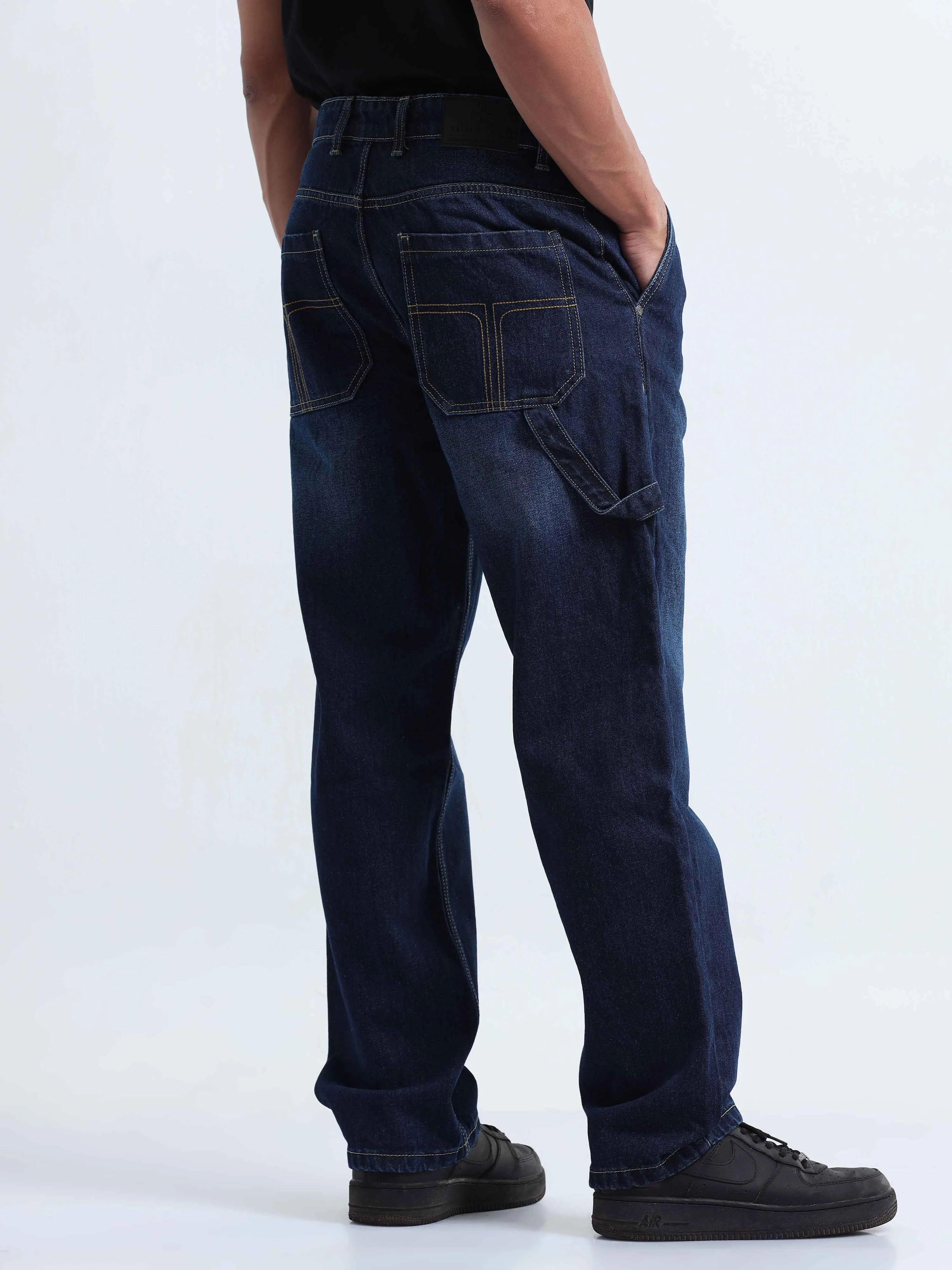 Duca Relaxed Dark Blue Pleated Denim