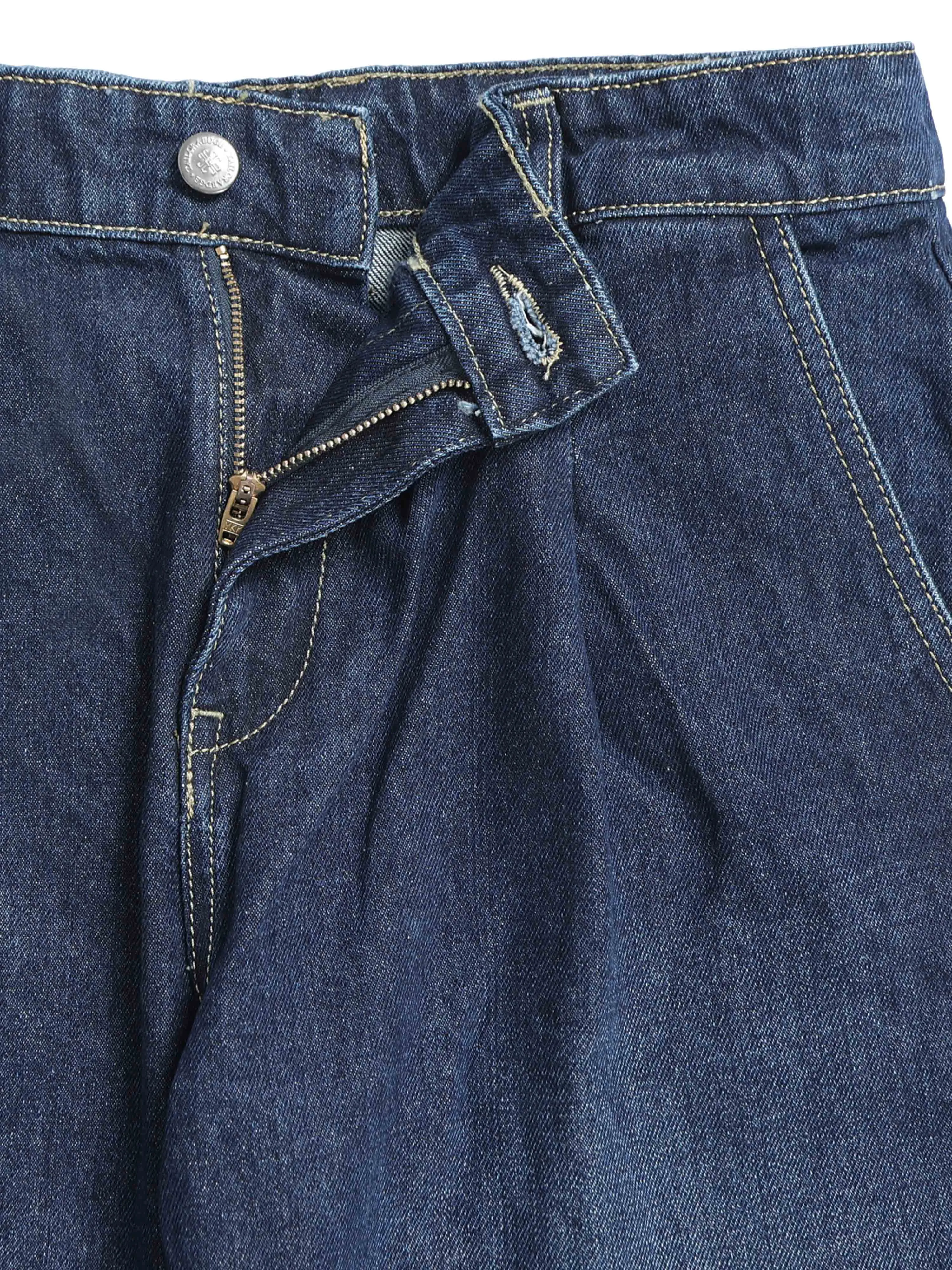 Duca Relaxed Dark Blue Pleated Denim