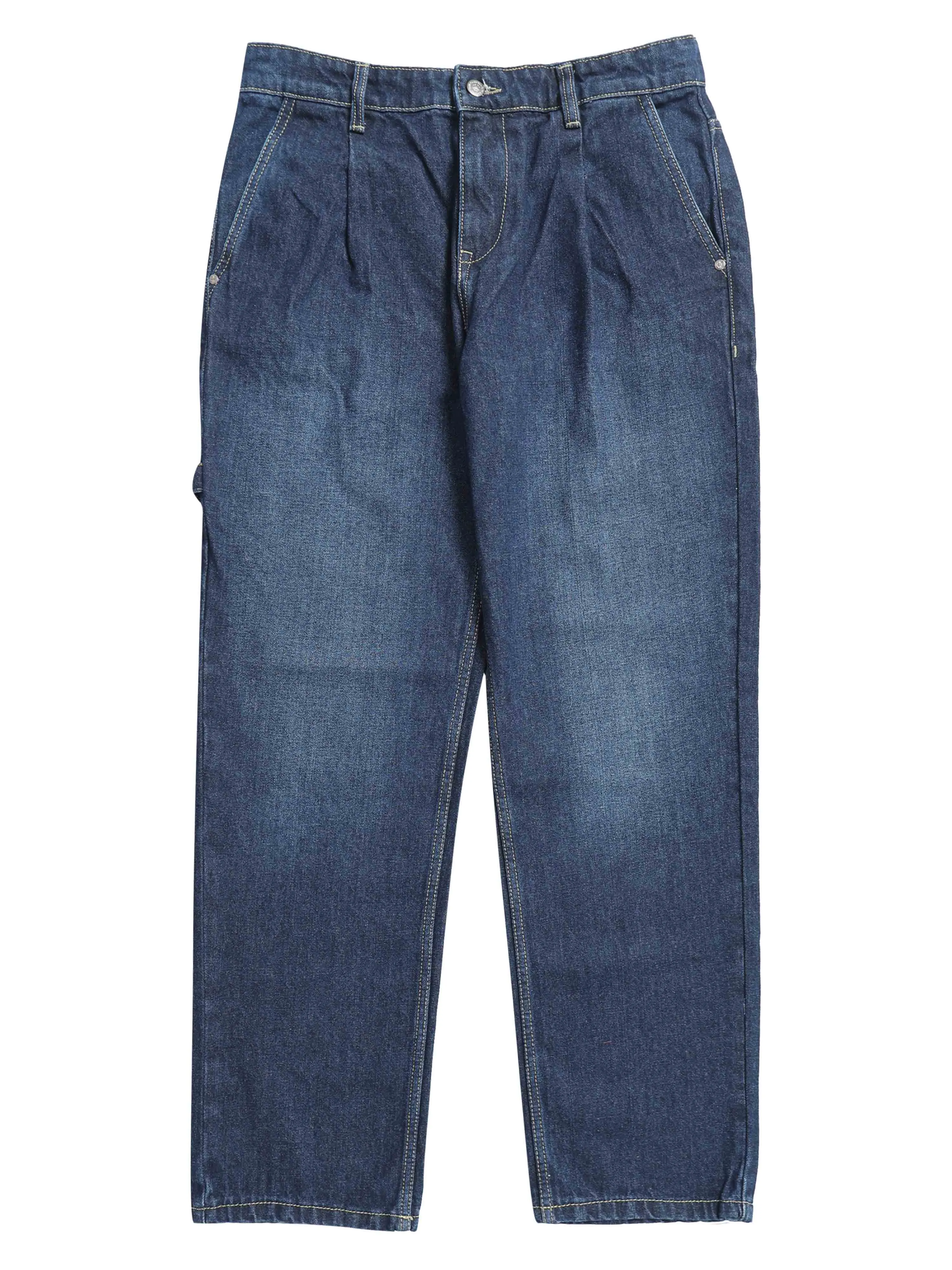 Duca Relaxed Dark Blue Pleated Denim