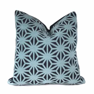 Federalist Star Lattice Sky Blue & Navy Geometric Pillow Cover