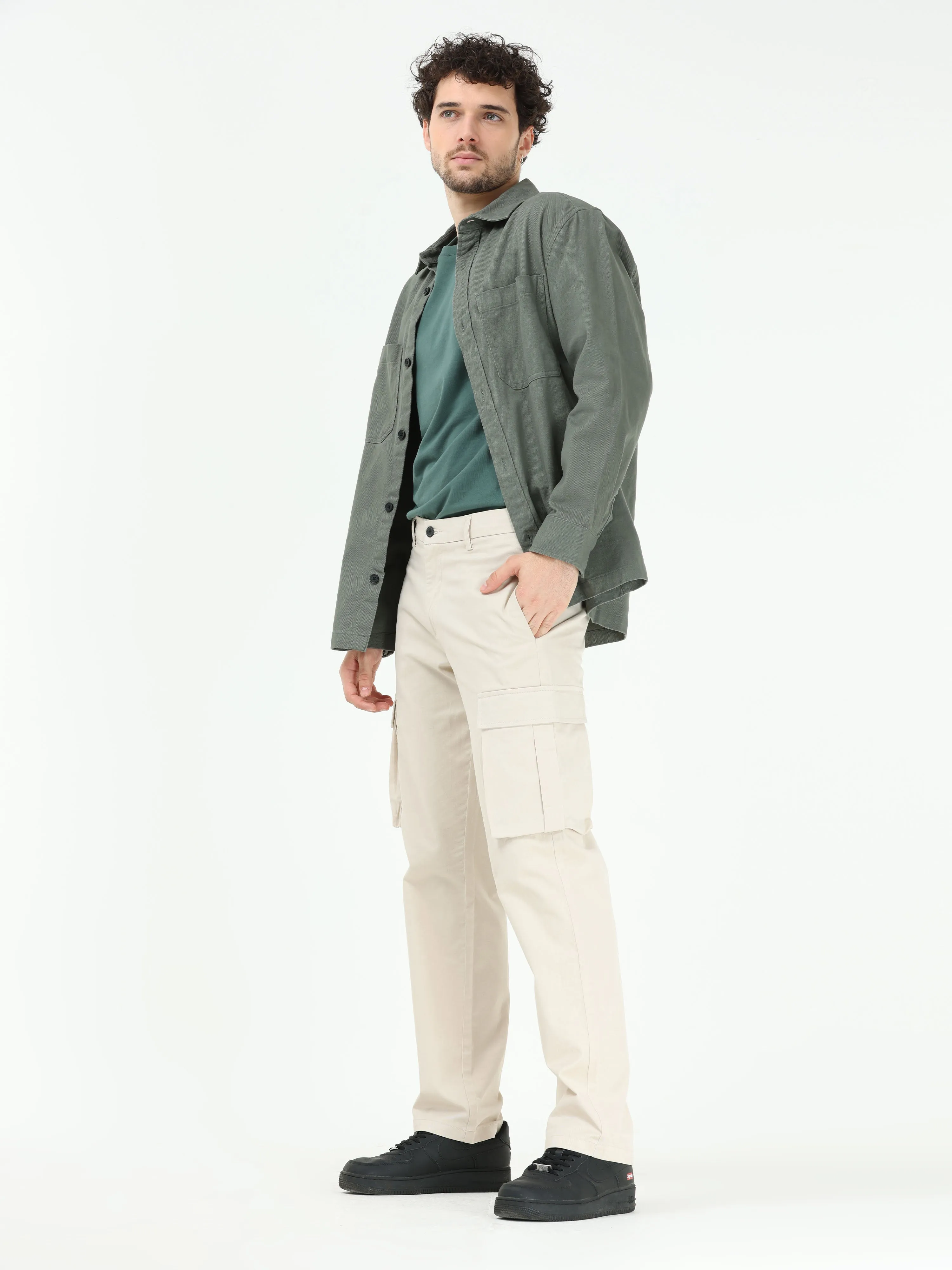 Finest Twill Cream Baggy Fit Cargo