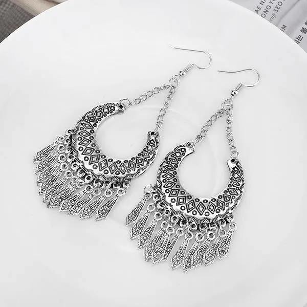Geometric Drop Tribal Earring