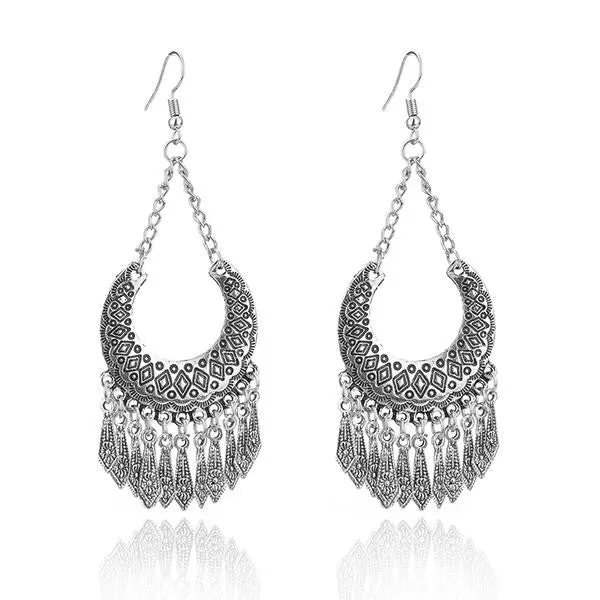 Geometric Drop Tribal Earring