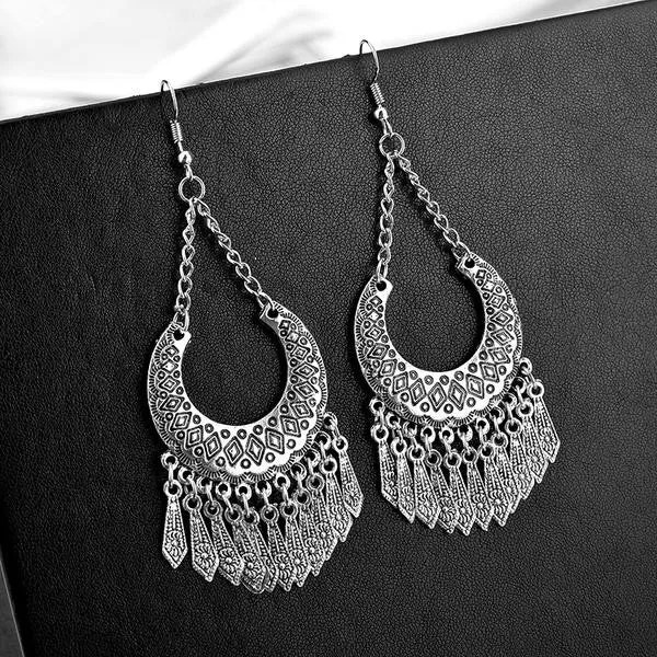 Geometric Drop Tribal Earring