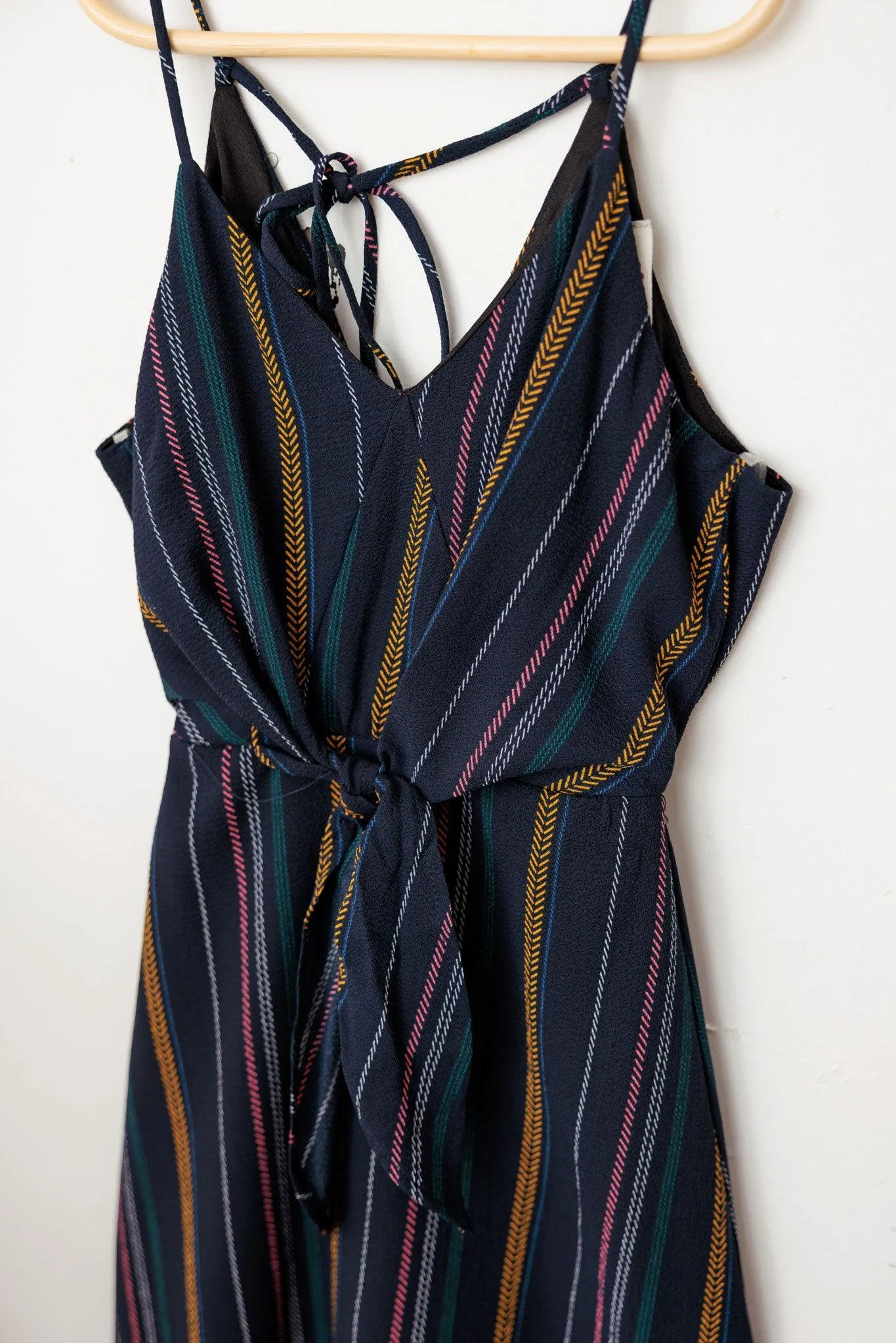 Girls Boho Stripe Sleeveless Front Tie Dress