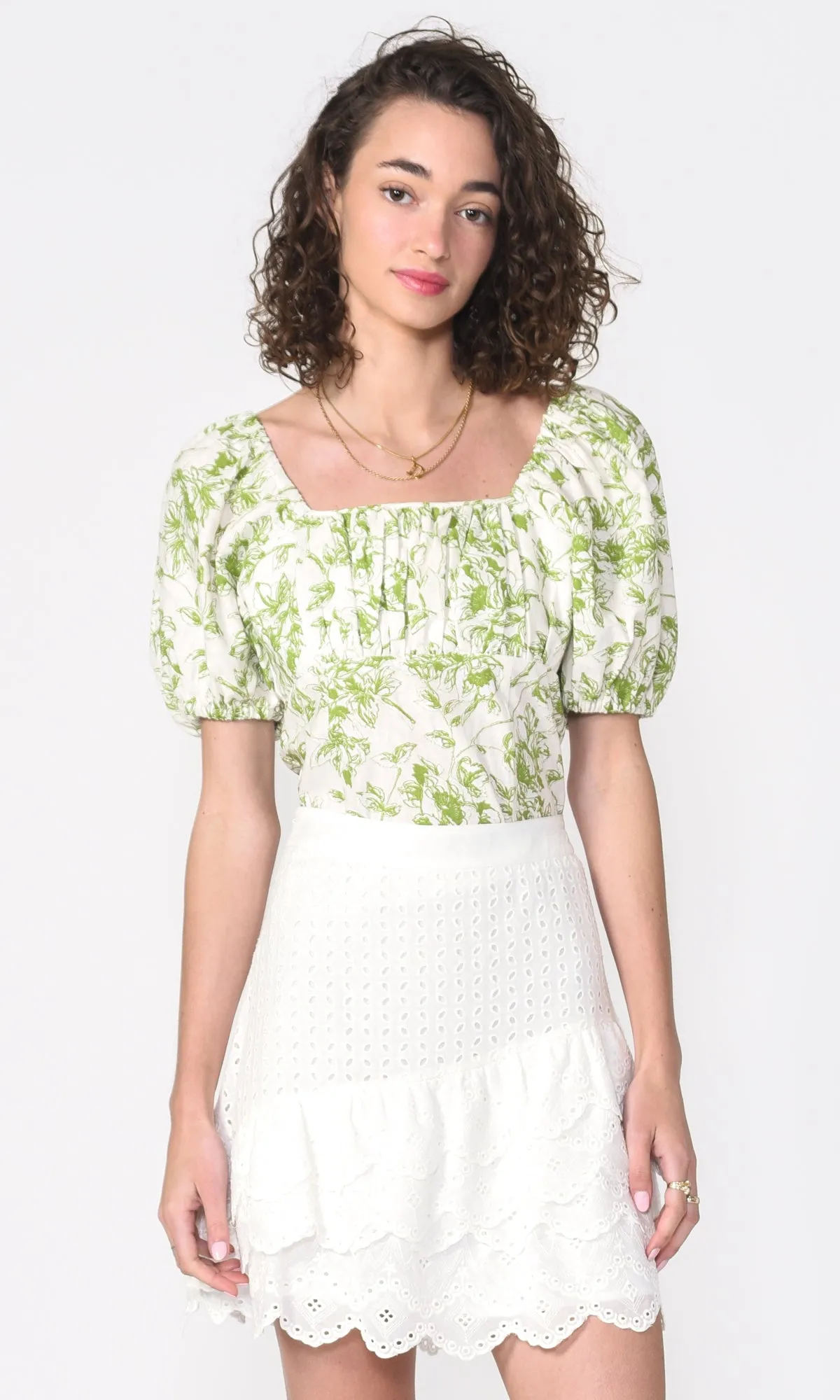 Glenda Ecovero Toile Print Top - Organic Linen