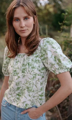 Glenda Ecovero Toile Print Top - Organic Linen