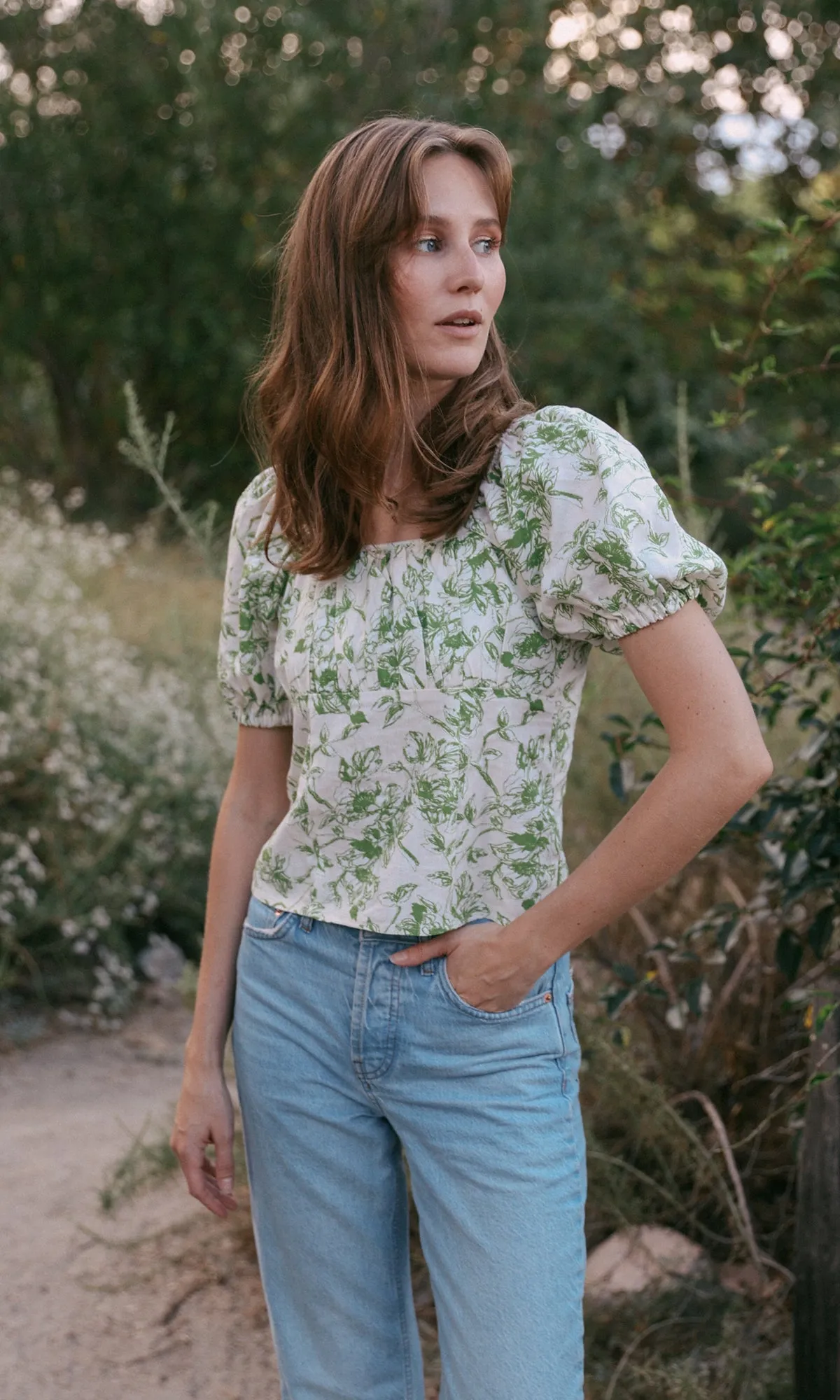 Glenda Ecovero Toile Print Top - Organic Linen