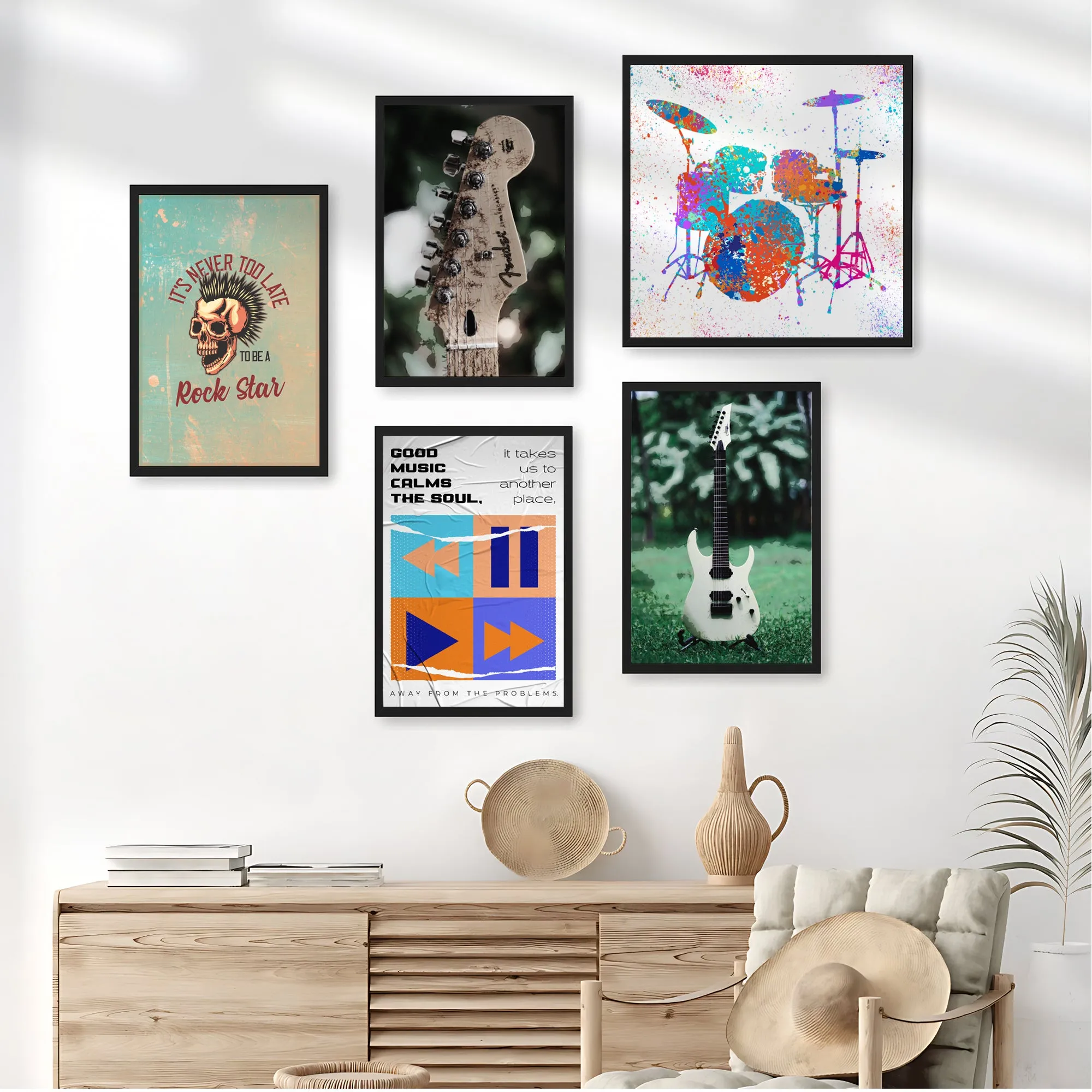 Good Music Good Vibes Motivational Quote- Set of 5