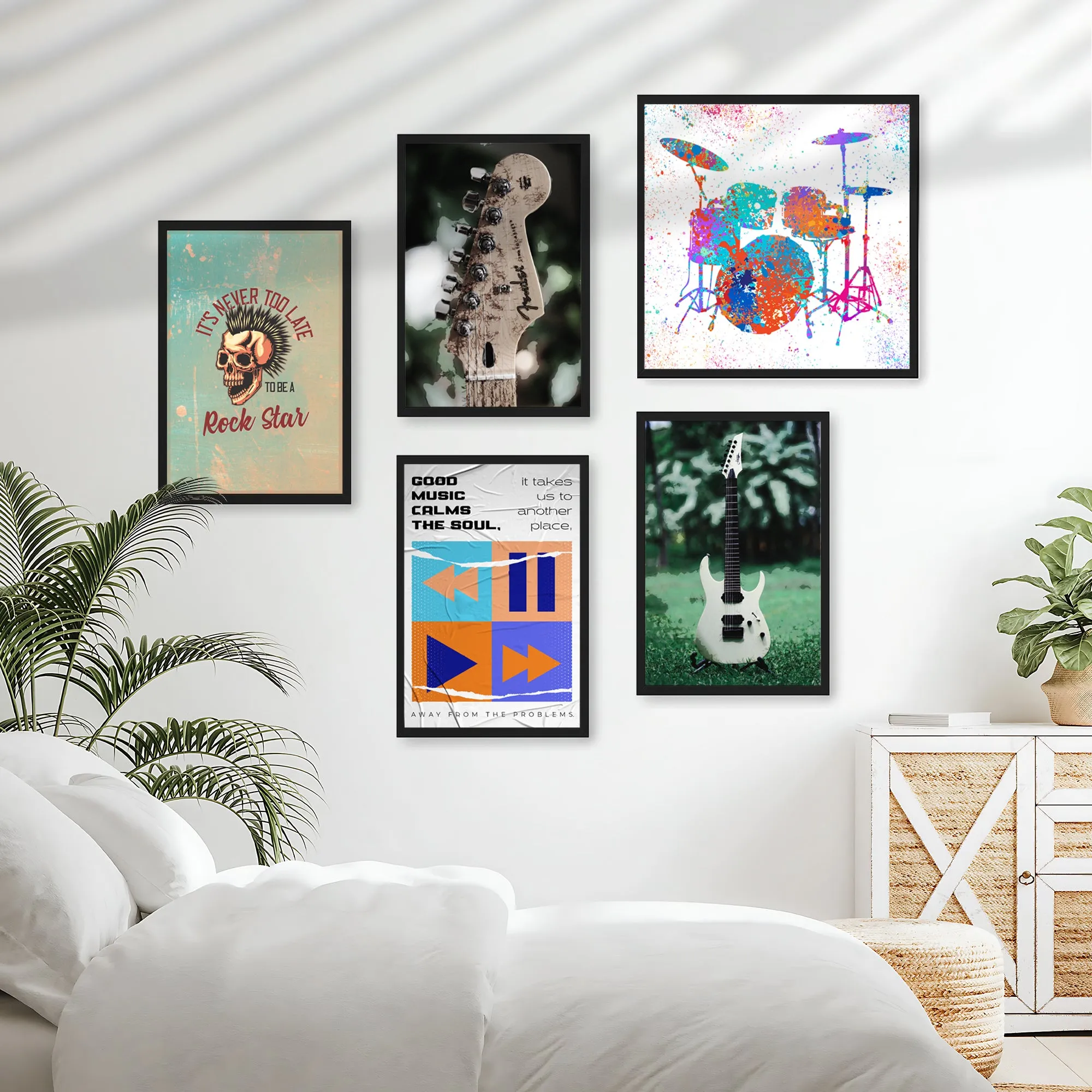 Good Music Good Vibes Motivational Quote- Set of 5