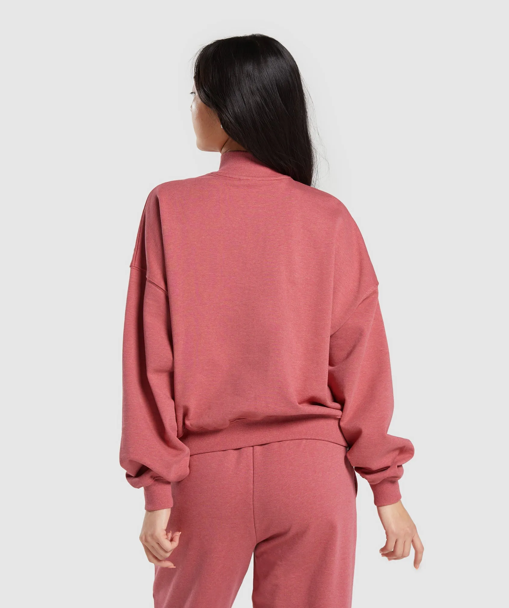 Gymshark Rest Day Sweats 1/2 Zip Pullover - Bros Heritage Pink Marl