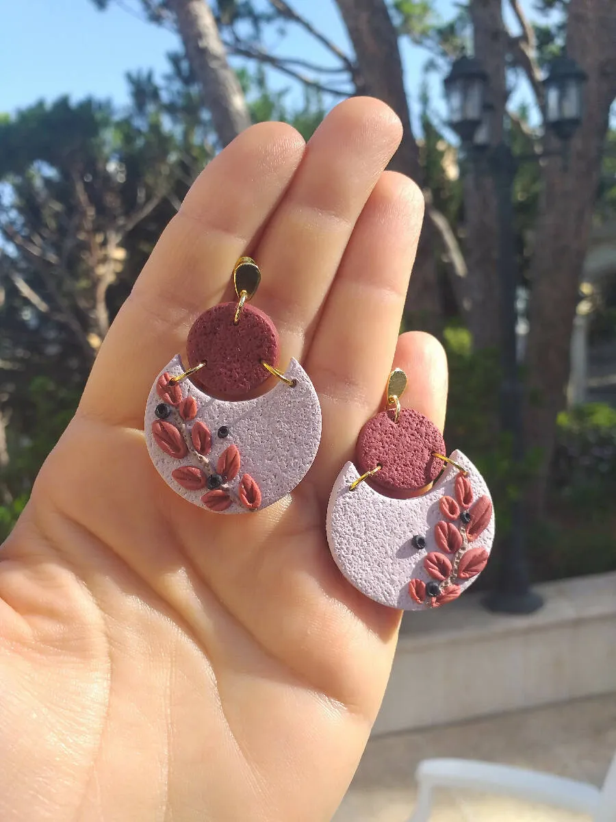Handmade by Mona Handmade Polymer Clay Earrings 5cm