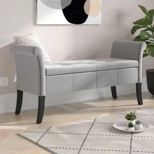 Handmade Exclusive Modern Design Wooden Bench with Storage (Walnut Legs)