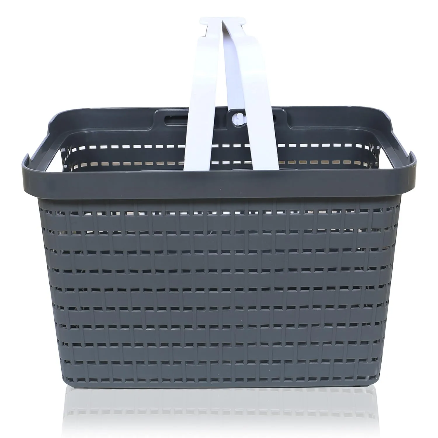 Heart Home Basket | Plastic Storage Basket for Fruits | Storage Basket for Picnic | Storage Basket for Kitchen | Stationery Storage Basket | FLORA-333 | Pack of 2 | Gray