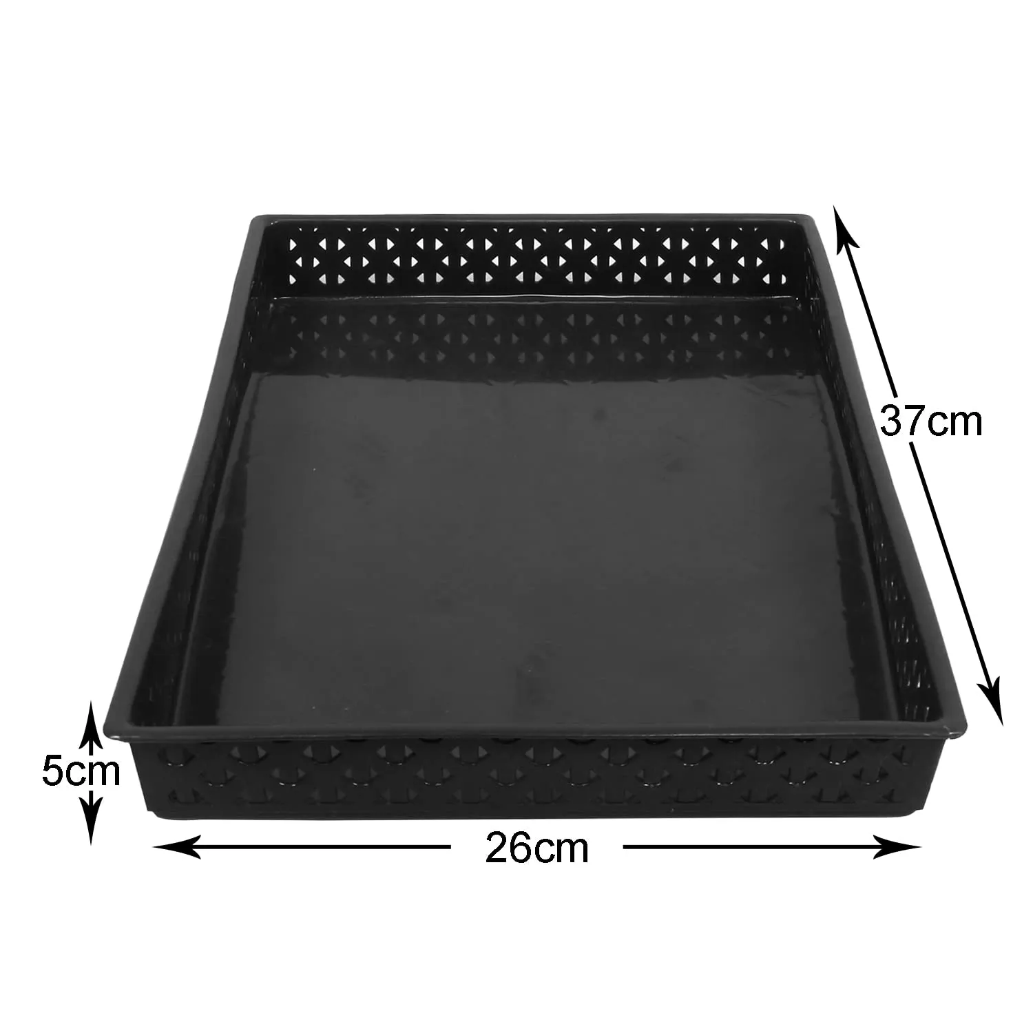 Heart Home Storage Tray|Versatile Plastic Storage Organizer|Rectangular Tray for Kitchen Storage|Storage Tray for Office|ALEXA-15 (Black)