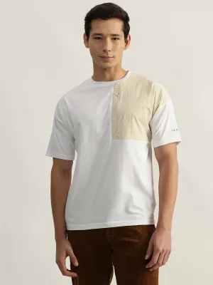 Iconic Men White Colour-Blocked Round Neck Short Sleeves T-Shirt