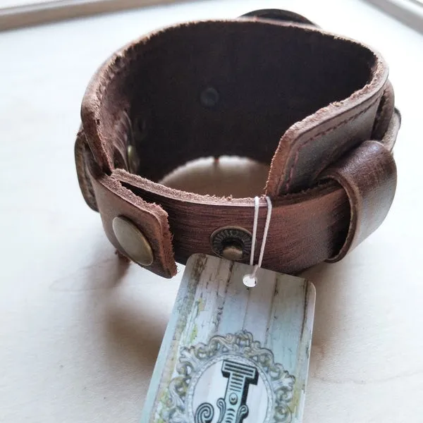 Indian Headdress Copper Leather Cuff
