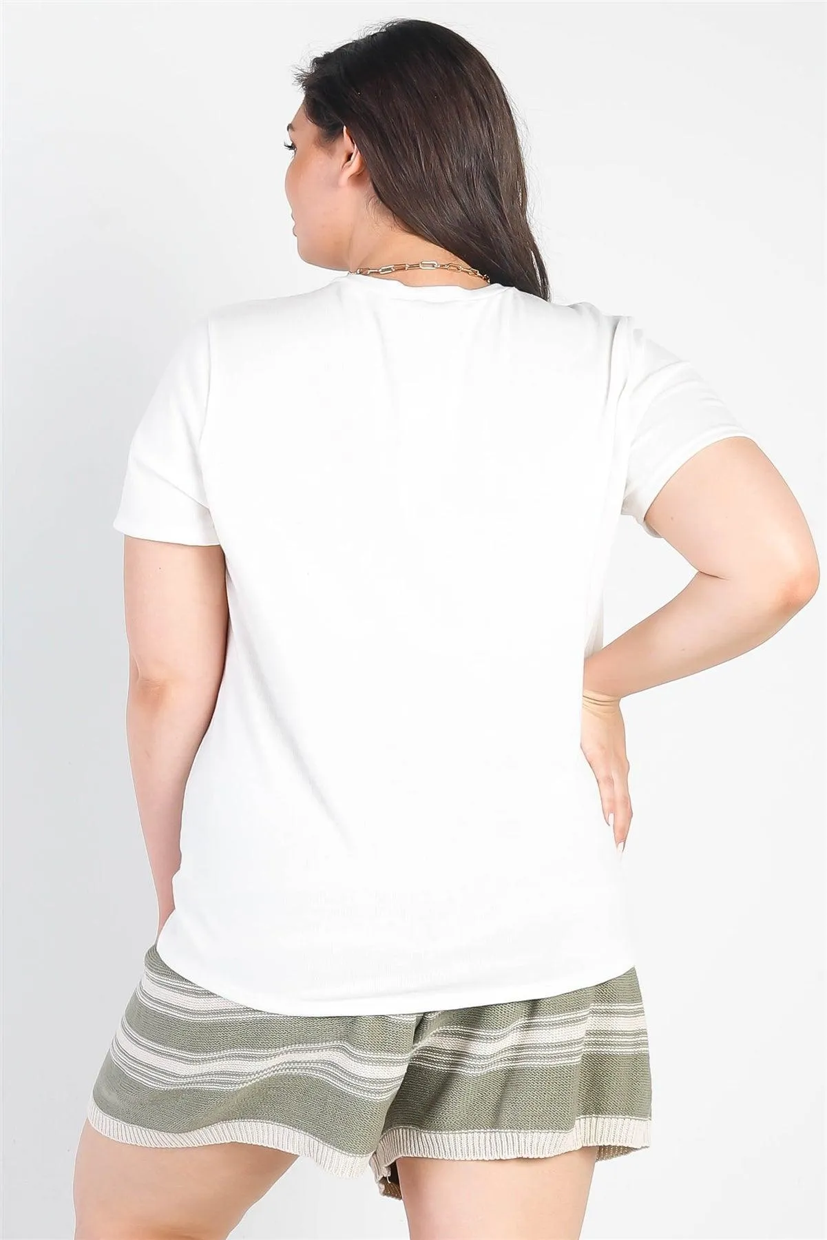 Junior Plus White Printed "It's Cool To Be Bind" Short Sleeve Top /3-2-1