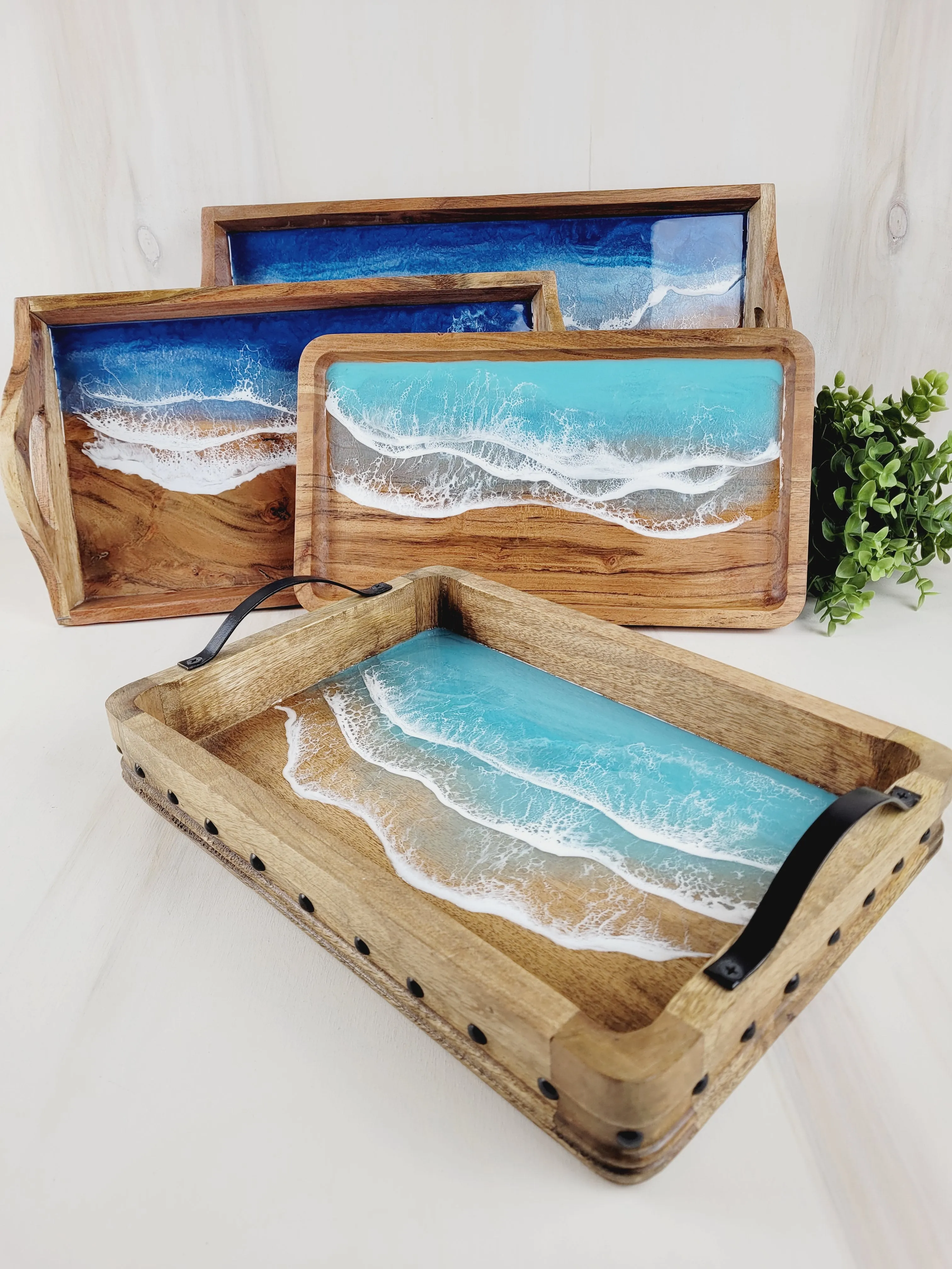 Kristi Scott Art, Wood & Resin Shoreline Trays