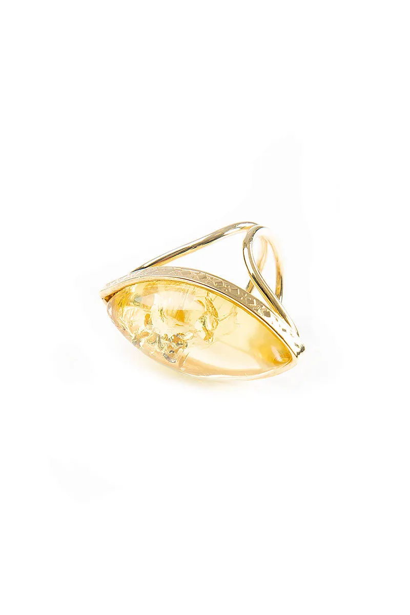 Marquise Clear Amber Ring